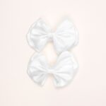 White Satin Hair Bow Clips