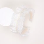 White Pearl Trim Ruffle Hairband - Image 4