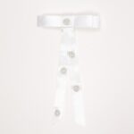 White Satin Long Bow Hair Clip - Image 2