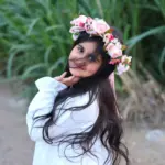 Pink Floral Flower Crown with Ribbon Tie