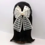 Ivory Satin Lace Bow Hair Clip