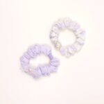 Plaid and Pearl Lace Hair Scrunchie Set - Image 2