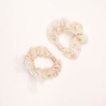 Floral and Lace Ribbon Hair Scrunchie Set - Image 3